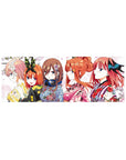 Anime girl mouse pad 32x12 inches with five kimono-clad girls in side profile and sakura petals.