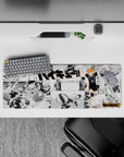 Fast, high-energy orange-on-monochrome anime mouse pad 32x12 inches with bold print and smooth tracking.