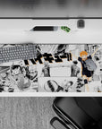 High-energy orange-and-black anime desk pad 36x16 inches, crisp manga panels and rally vibe.
