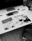 32x16 inches anime mouse pad showing two characters inches apart mid-shout, sweat flying, eyes wide.