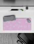 28x12 inches mouse pad with Starry Dream design, blending pastel pink and white stars and doodles for a fun, lighthearted desk atmosphere.