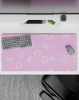 32x16 inches mouse pad with Starry Dream design, blending pastel pink with white stars and doodles for a cute and whimsical workspace vibe.