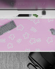 40x20 inches desk pad with Starry Dream design, blending pastel pink with playful white stars and doodles for a cute, lighthearted workspace.