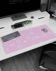 Artistic 36x16 inches desk pad featuring Starry Dream design, with pastel pink background and playful white stars and doodles for charm and fun.