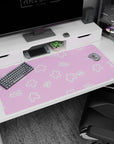 Large 40x20 inches desk pad featuring Starry Dream design, with pastel pink, white stars, and doodles for a fun, whimsical touch to your desk setup.