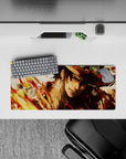 Compact 28x12 mouse pad highlights Ace's fearless spirit with vibrant fiery strokes for immersive vibes
