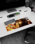 Dynamic Portgas D Ace artwork on 28x12 mouse pad perfect for celebrating One Piece's iconic pirate