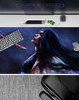 Anime mouse pad featuring Retsu Unohana from Bleach, 40x20 inches. Haunting painterly style with blues and purples.