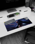Anime mouse pad 28x12 inches featuring Retsu Unohana from Bleach, her gaze upward, blood trailing down like crimson silk.
