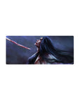Anime mouse pad featuring Retsu Unohana from Bleach, 28x12 inches, in a haunting, painterly style with blood and blues.