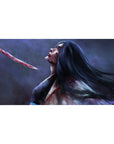 Anime mouse pad featuring Retsu Unohana from Bleach in painterly style, size 40x20 inches, with haunting imagery.