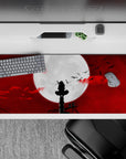 Chilling 36x16 desk pad highlighting lone figure under moonlight for bold and striking setups