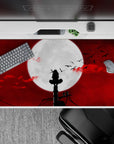 Eerie 40x20 desk pad showcasing dark red skies and soaring birds for chilling mysterious vibes