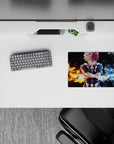 Small-sized 14x10 mouse pad with Shoto's dual quirk adds fierce and stylish energy to any desk setup