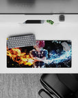 Compact 28x12 mouse pad highlights Shoto's complexity with vivid fire-and-ice contrast for anime enthusiasts