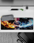 Powerful 32x12 mouse pad features Shoto's dual quirk with fiery flames and freezing ice for fans
