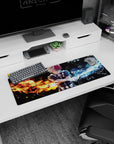 Small but impactful 32x12 mouse pad showcases Shoto's fierce abilities with striking fire-and-ice details