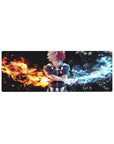 Compact Shoto Todoroki mouse pad 32x12 with fire-and-ice theme for sleek and bold desk aesthetics