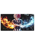 Shoto Todoroki mouse pad 32x16 featuring flames and ice for dynamic gaming or workspace energy
