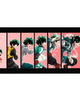 Desk pad featuring Izuku Midoriya, 40x20 inches, showcasing his transformation from hopeful boy to determined hero.
