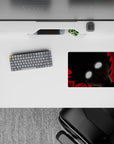 Dark red and black 14x10 inches anime mouse pad with gritty ink shading and late-night thriller mood.