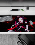 36x16 inches desk pad with Shalltear Bloodfallen from Overlord, capturing dynamic aura and powerful presence in an anime design.