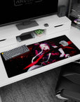 Artistic 36x16 inches desk pad with Shalltear Bloodfallen from Overlord, showcasing dark power and fierce energy in an intense design.