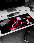 Large 40x20 inches desk pad with Shalltear Bloodfallen from Overlord, exuding powerful aura and fierce anime style.