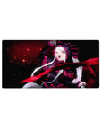 Mouse pad featuring Shalltear Bloodfallen from Overlord, 32x16 inches, with sharp fangs and intense expression in a bold design.