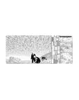 Chainsaw Man anime mouse pad 28x12 inches with surreal scene from Chapter 64, featuring a sky of doors and floral chaos.