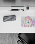 Dreamy pastel anime mouse pad 14x10 inches in soft pinks and blues, calming cute desk accessory.