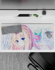 Pastel dream 32x16 inches anime mouse pad in soft pinks and sky blues with calming angel aesthetic.