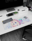 32x12 inches anime mouse pad showing a golden-blonde girl with angel wings amid blush flowers.