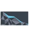 Geometric Gray & Blue Desk Mat 32x16 featuring sleek triangles for gaming or workspace energy with refined flair