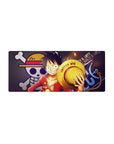 Streamlined Monkey D Luffy mouse pad 28x12 featuring straw hat and Jolly Roger for bold workspace flair