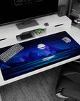 Cosmic 40x20 anime desk mat featuring towering mountain peaks, a glowing full moon, and a vast starry sky for peaceful inspiration