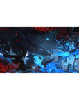 Anime desk pad 40x20 inches featuring Joker and Arsène from Persona 5, with blue flames and crimson symbols.