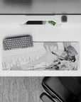 Makima and Chainsaw Man anime mouse pad, 32x12 inches, grayscale design showcasing intense scene with powerful contrast.