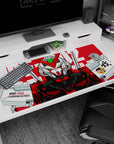 40x20 inches anime desk pad featuring MBF-P02 Gundam Astray staring forward, blades drawn, sharp details.