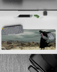 Anime mouse pad 32x12 inches featuring Ichigo Kurosaki in full Hollow form from Bleach, set in a windswept wasteland.