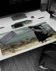Ichigo Kurosaki in full Hollow form from Bleach on a 40x20 inch anime desk pad, set in a desolate wasteland.