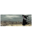 Ichigo Kurosaki in Hollow form from Bleach on a 32x12 inch anime mouse pad, set in a desolate, windswept wasteland.