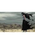 Ichigo Kurosaki in full Hollow form, Bleach anime mouse pad, 40x20 inches, in a dark wasteland with churning clouds.