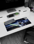 28x12 inches Mobile Suit Gundam 00 mouse pad showing Setsuna F. Seiei’s Gundam Exia, neon-lit blade.