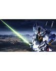 Gundam Exia mecha anime desk pad, stormy sky and rocky ground scene, 40x20 inches.