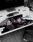 Large 40x20 inches mouse pad with Levi, capturing his deadly calm and unshakable focus through stark contrasts and razor-sharp detail.