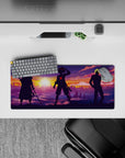 28x12 inches mouse pad with Zoro, Luffy, and Sanji from One Piece, showcasing their strength and unity in a breathtaking sunset design.