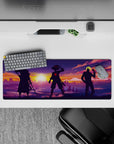 32x12 inches mouse pad with Zoro, Luffy, and Sanji from One Piece, showcasing their strong bond and adventure spirit in a vibrant sunset design.