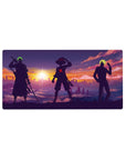 Mouse pad featuring Zoro, Luffy, and Sanji from One Piece, 32x16 inches, showcasing their silhouettes against a vibrant sky, ready for their next adventure.