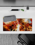 28x12 inches mouse pad with fiery reds, brutal combat, and titan chaos for an intense Attack on Titan vibe.